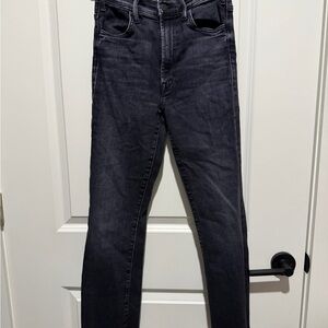 MOTHER The Hustler Ankle Fray Black Denim Jeans size:26
